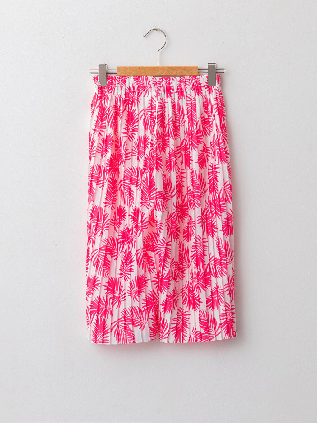 Elastic Waist Patterned Wide Leg Pleated Girl Trousers-1