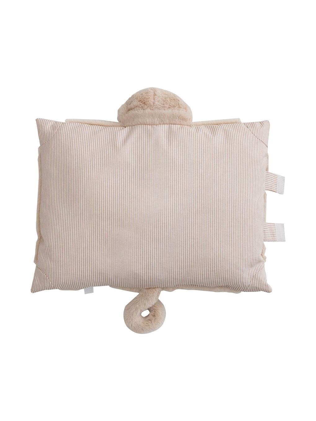 Bej Pelüş Dolgulu Nakışlı Bebek Kedi Kırlent-3