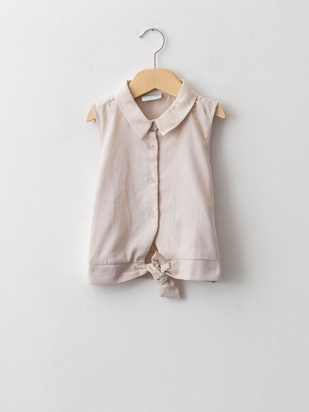 Bej Basic Poplin Kız Çocuk Gömlek