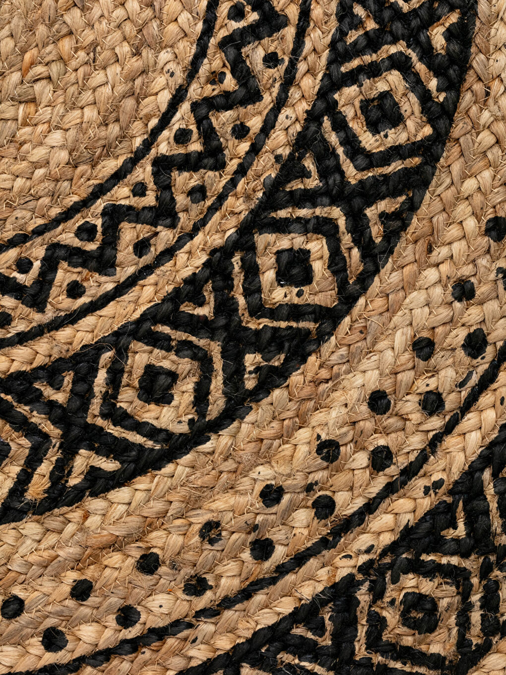 Karışık Etnik Desenli Jüt Halı 90x90 cm-1