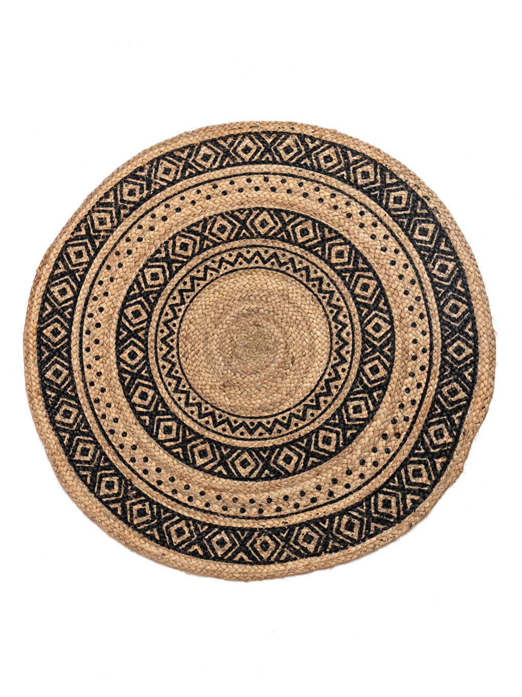 Karışık Etnik Desenli Jüt Halı 90x90 cm-2