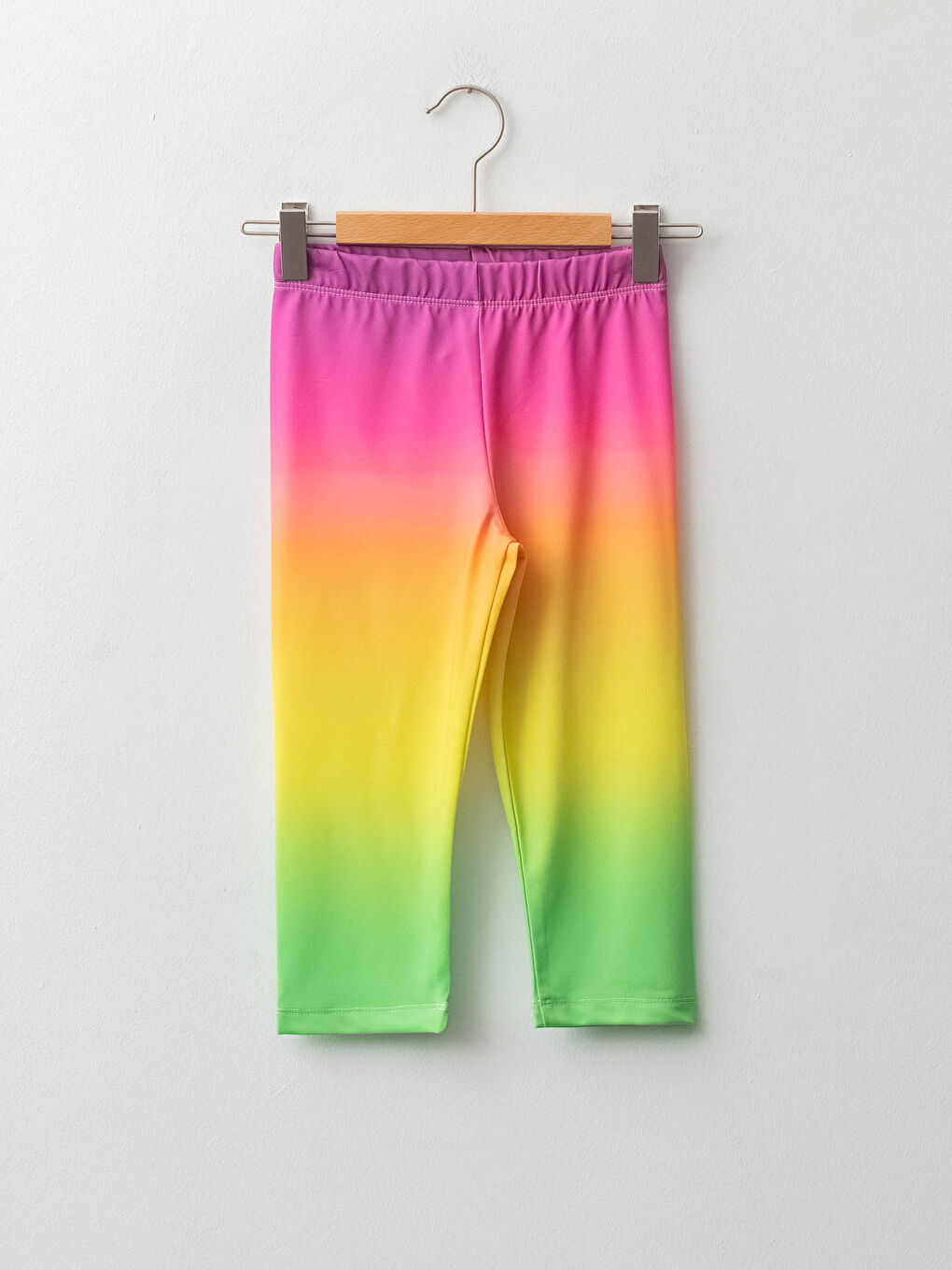 Karışık Beli Lastikli Renk Bloklu Kız Çocuk 3/4 Boy Tayt