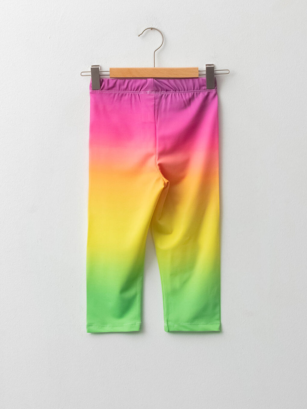 Karışık Beli Lastikli Renk Bloklu Kız Çocuk 3/4 Boy Tayt-1