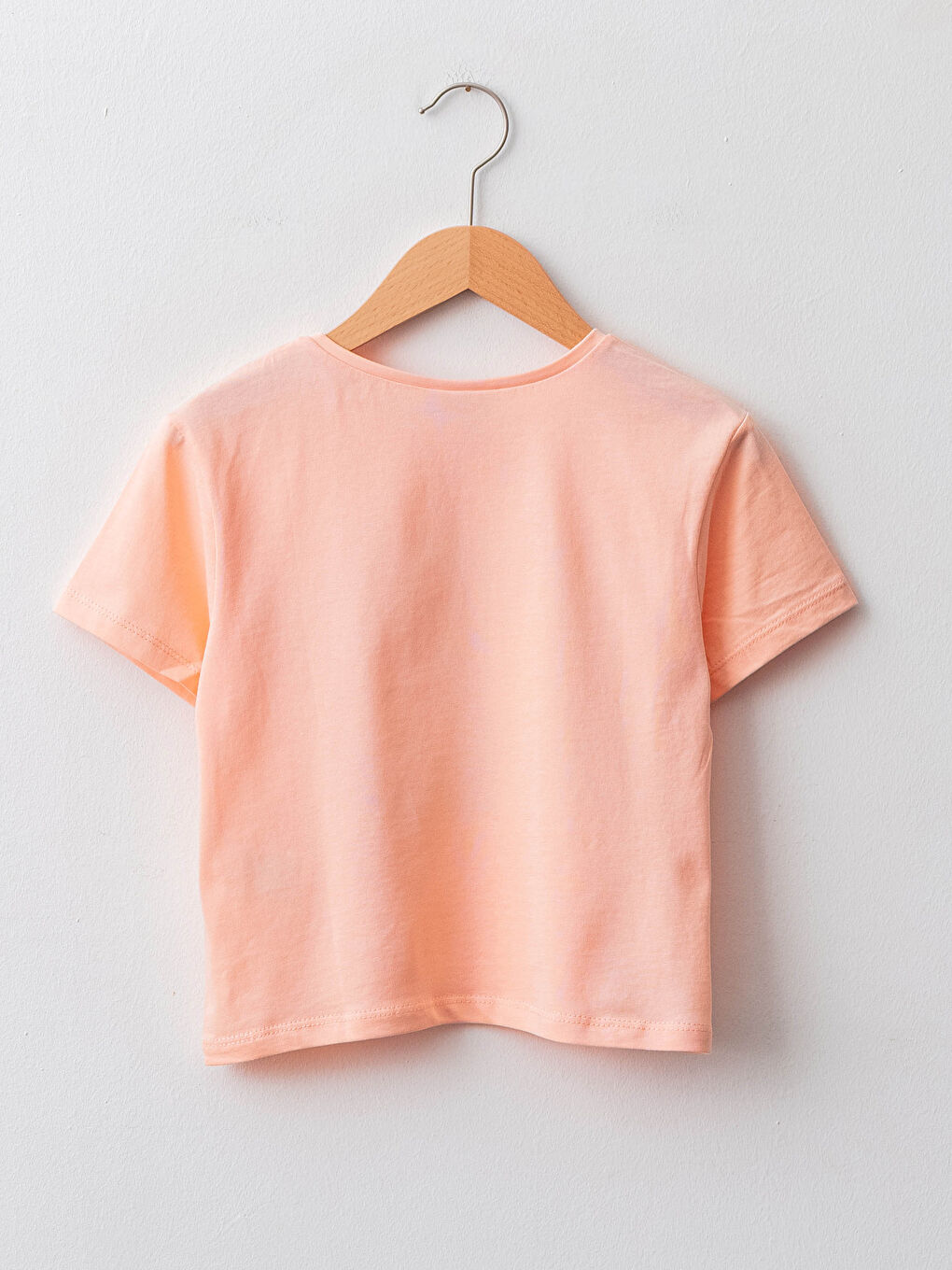 Pembe Bisiklet Yaka Baskılı Kısa Kollu Pamuklu Kız Çocuk Tişört-1