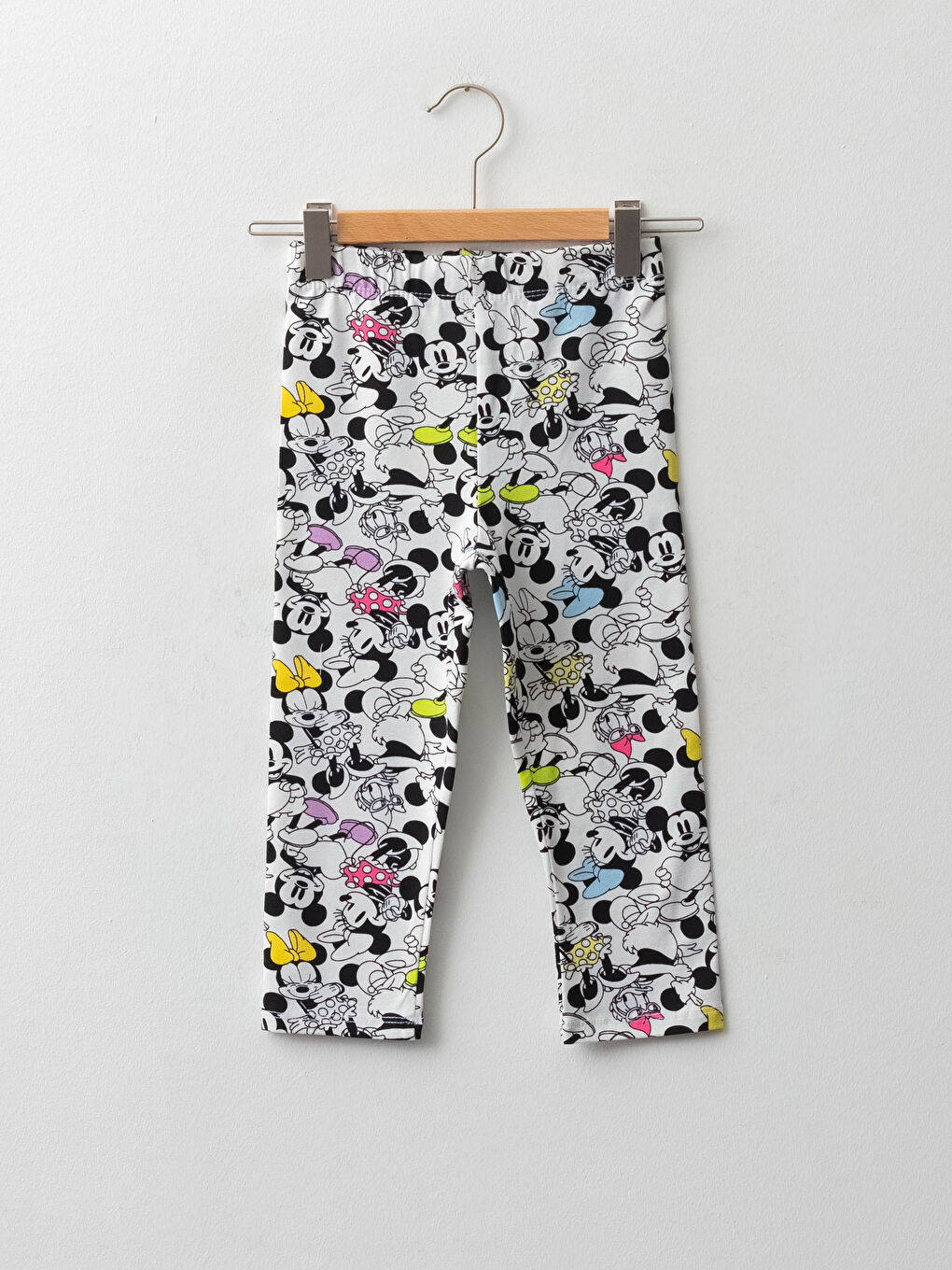 Ekru Beli Lastikli Minnie Mouse Baskılı Pamuklu Kız Çocuk Tayt