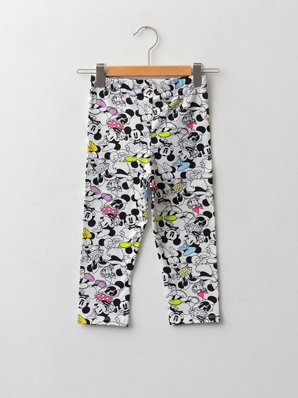 Ekru Beli Lastikli Minnie Mouse Baskılı Pamuklu Kız Çocuk Tayt-1