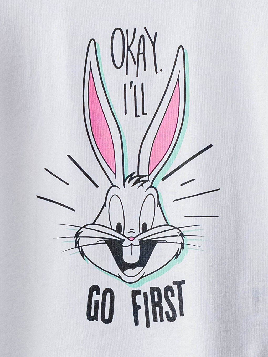 Crew Neck Bugs Bunny Printed Short Sleeve Girls' T-Shirt-2