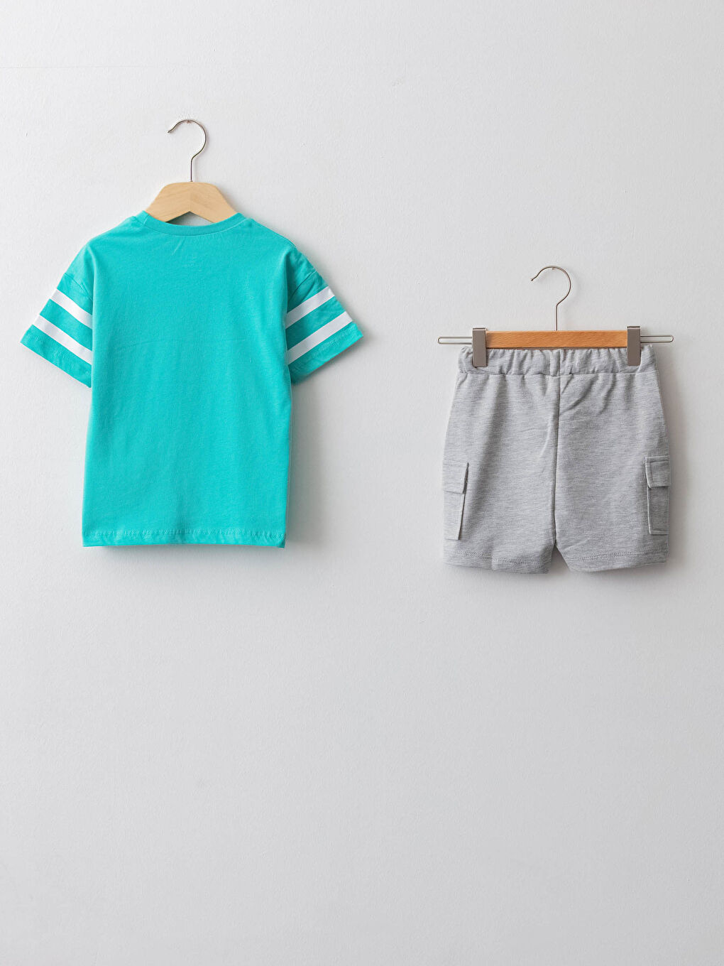 Crew Neck Short Sleeve Striped Baby Boys' T-Shirt and Shorts 2 Pack Set-1