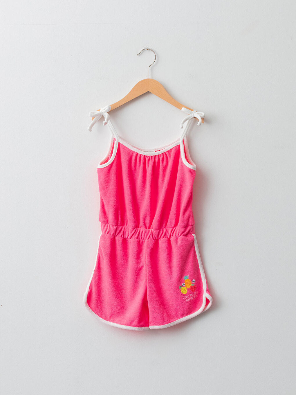 Crew Neck Printed Strap Girls Overalls