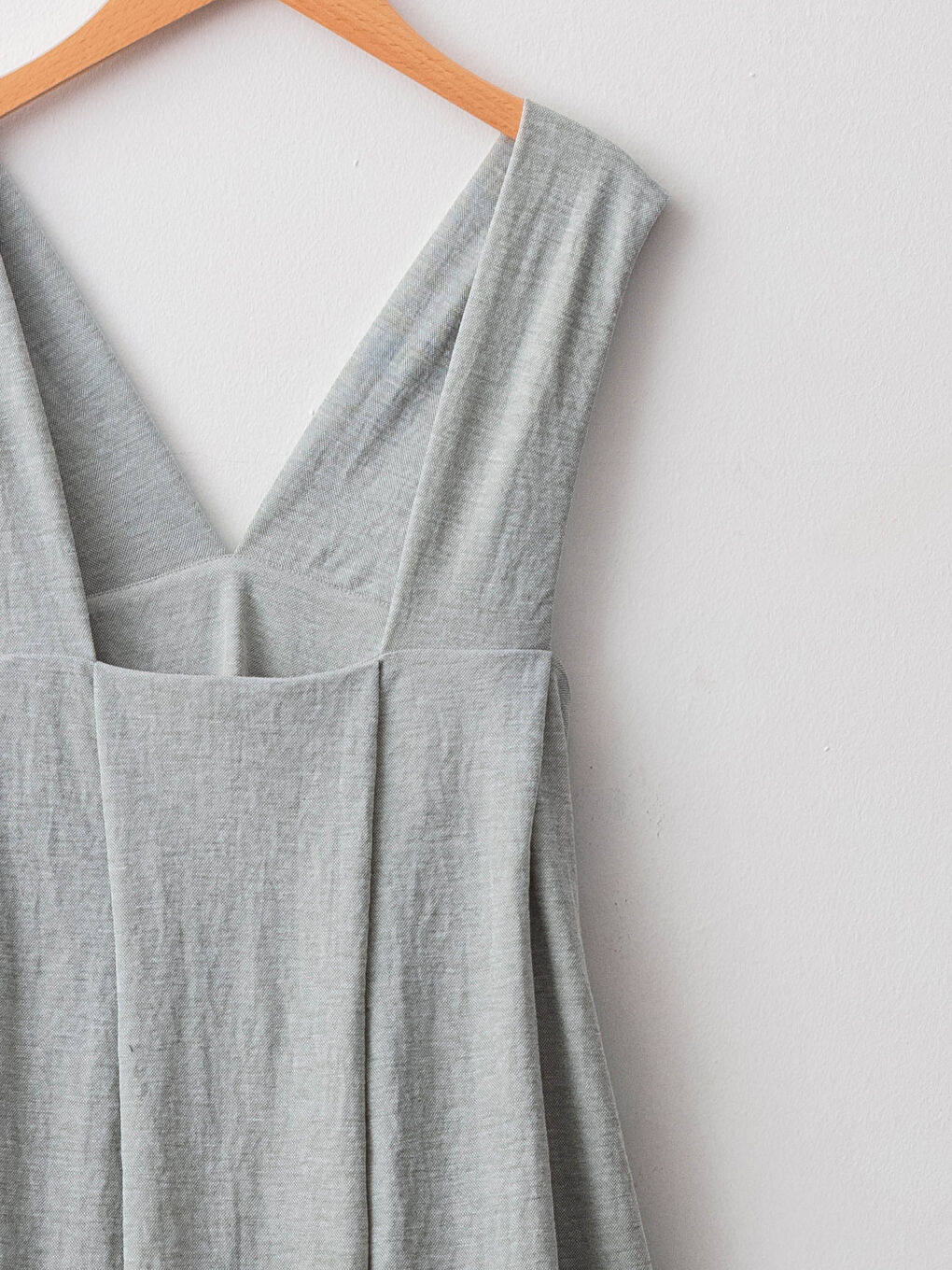 Haki Kadın Kare Yaka Askılı Düz Gecelik-7