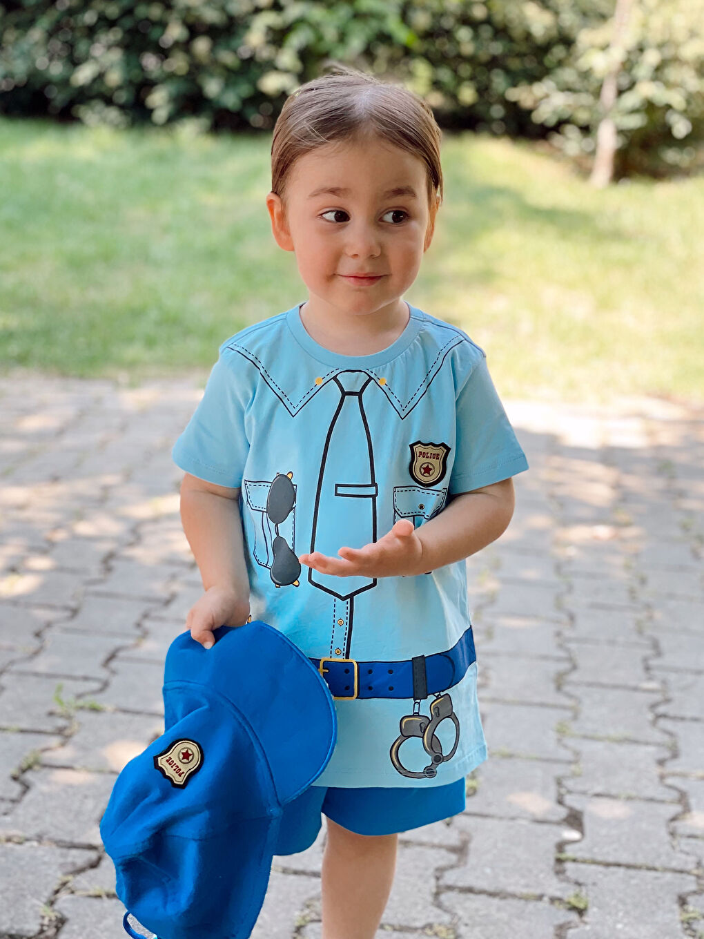 LCW baby Детски Полицейски Костюм за Бебе Момче с Кръгло Деколте, Къс Ръкав и Щампа от Памук -S1JE56Z1-JUL