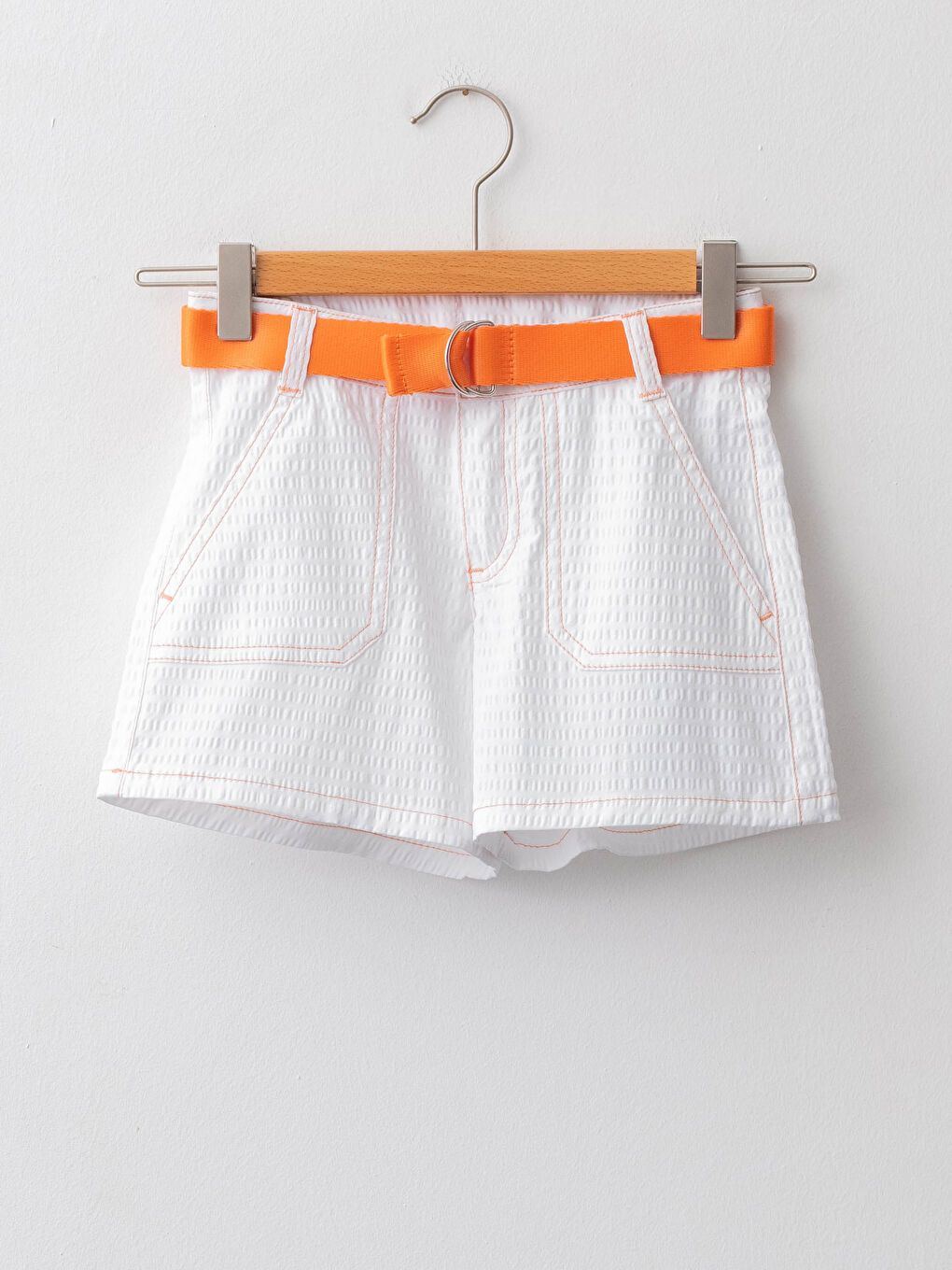 Basic Cotton Girls' Shorts and Belt 2 Piece Set