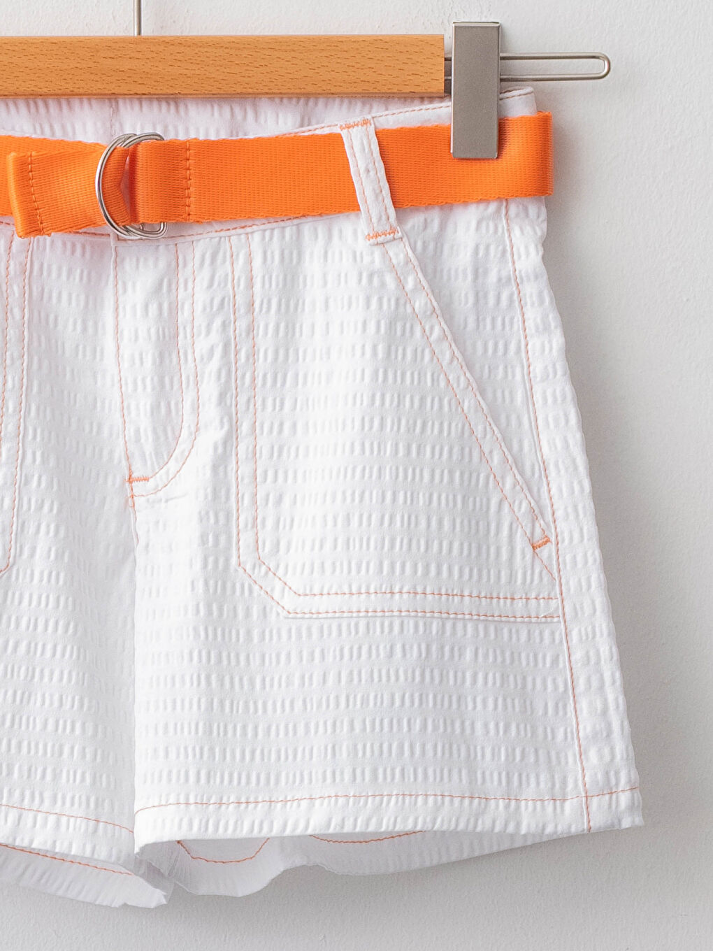 Basic Cotton Girls' Shorts and Belt 2 Piece Set-2