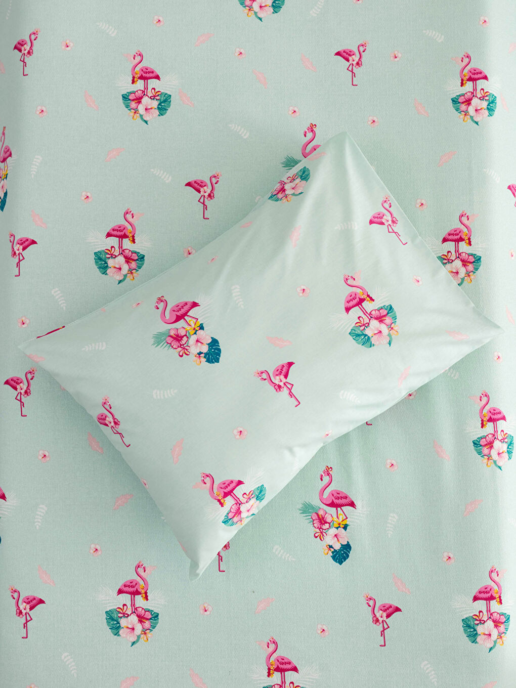 Ensemble Piqué Fille Imprimé Flamant Rose-1