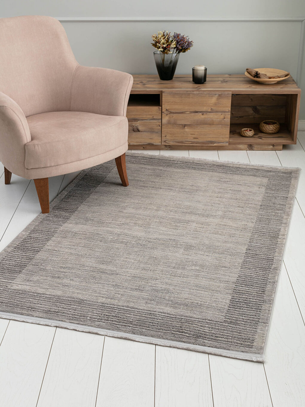 Fringed Jacquard Carpet 130x190 Cm