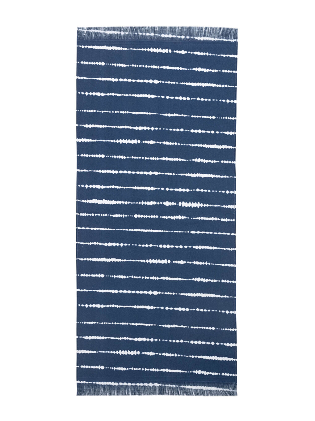 İndigo Çizgi Baskılı Saçaklı Plaj Havlusu-1