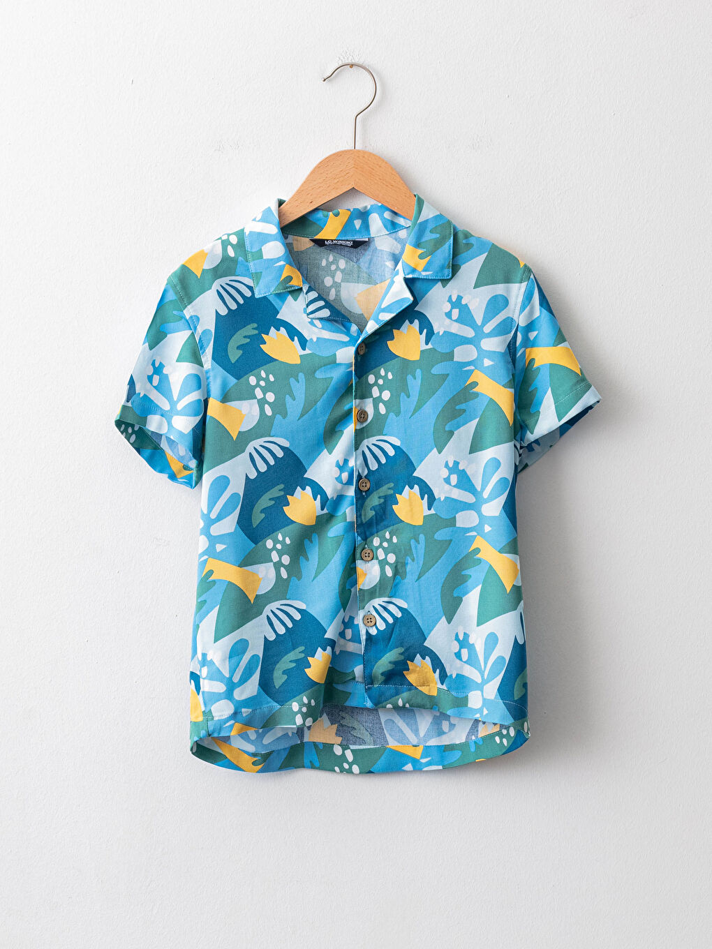 Рубашка для мальчика с принтом и коротким рукавом из вискозы