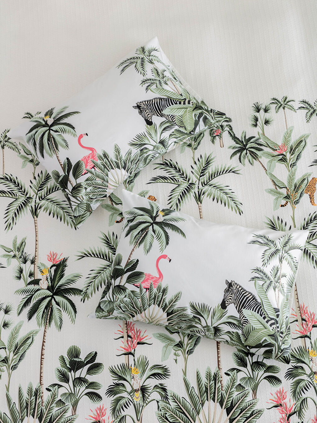 Karışık Çift Kişilik Tropikal Desenli Pike Takımı-1