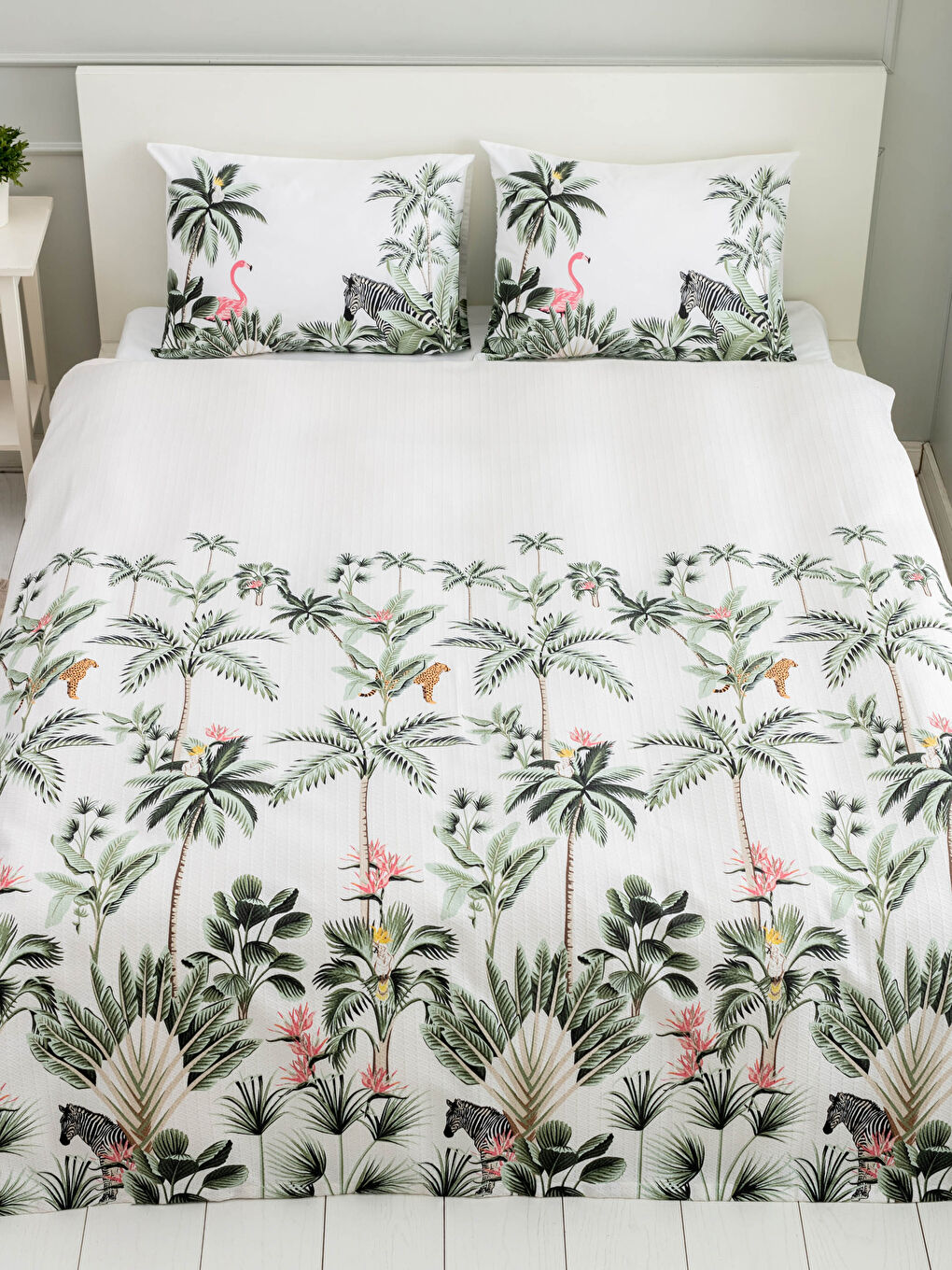 Karışık Çift Kişilik Tropikal Desenli Pike Takımı-2