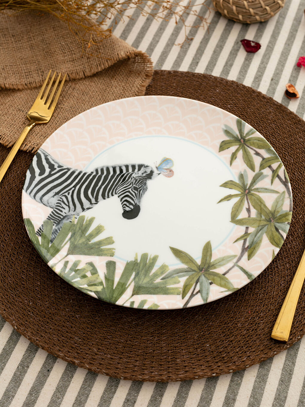 Assiette En Porcelaine À Motif Zèbre 25 Cm