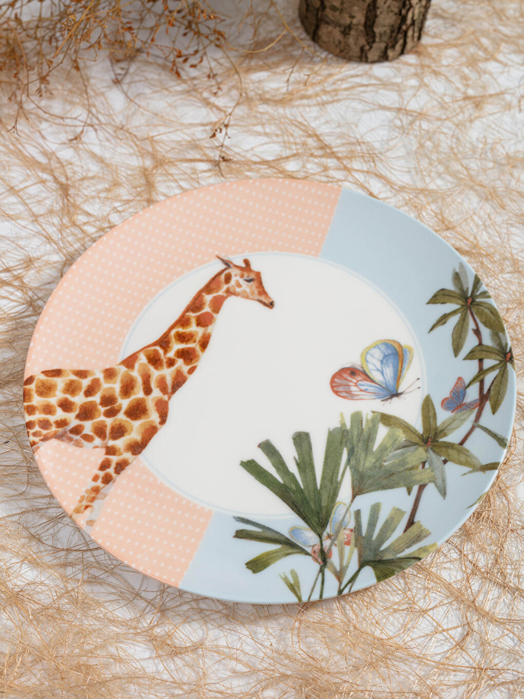 Assiette en Porcelaine à Motif Girafe 25 Cm