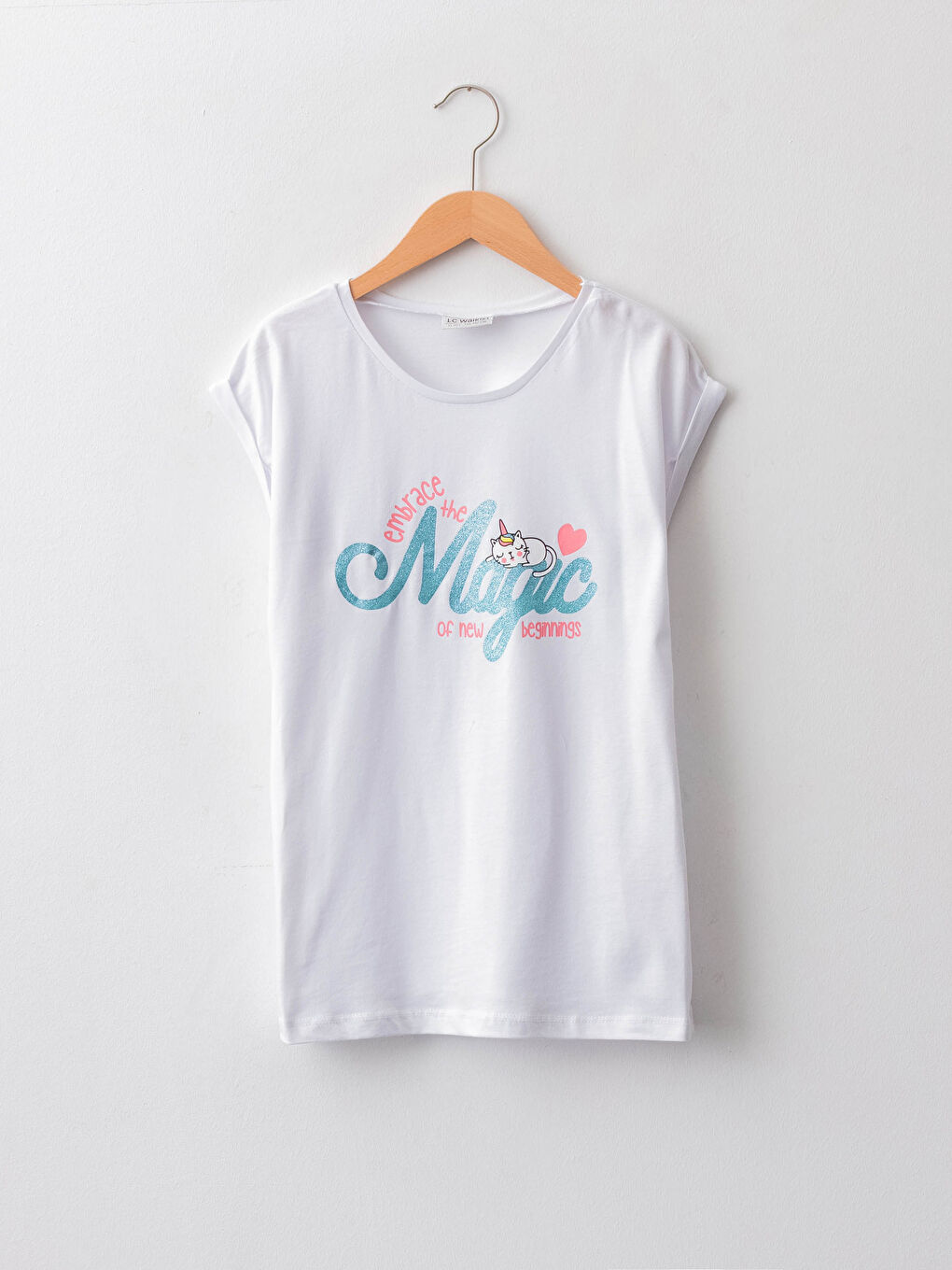 Crew Neck Printed Short Sleeve Cotton Girl T-shirt