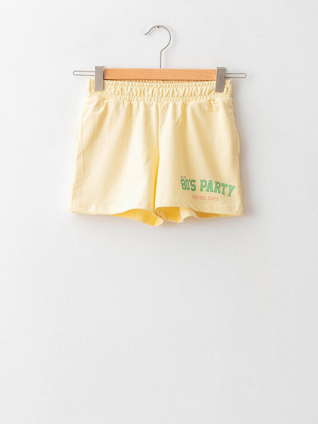 Sarı Beli Lastikli Baskılı Kız Çocuk Şort