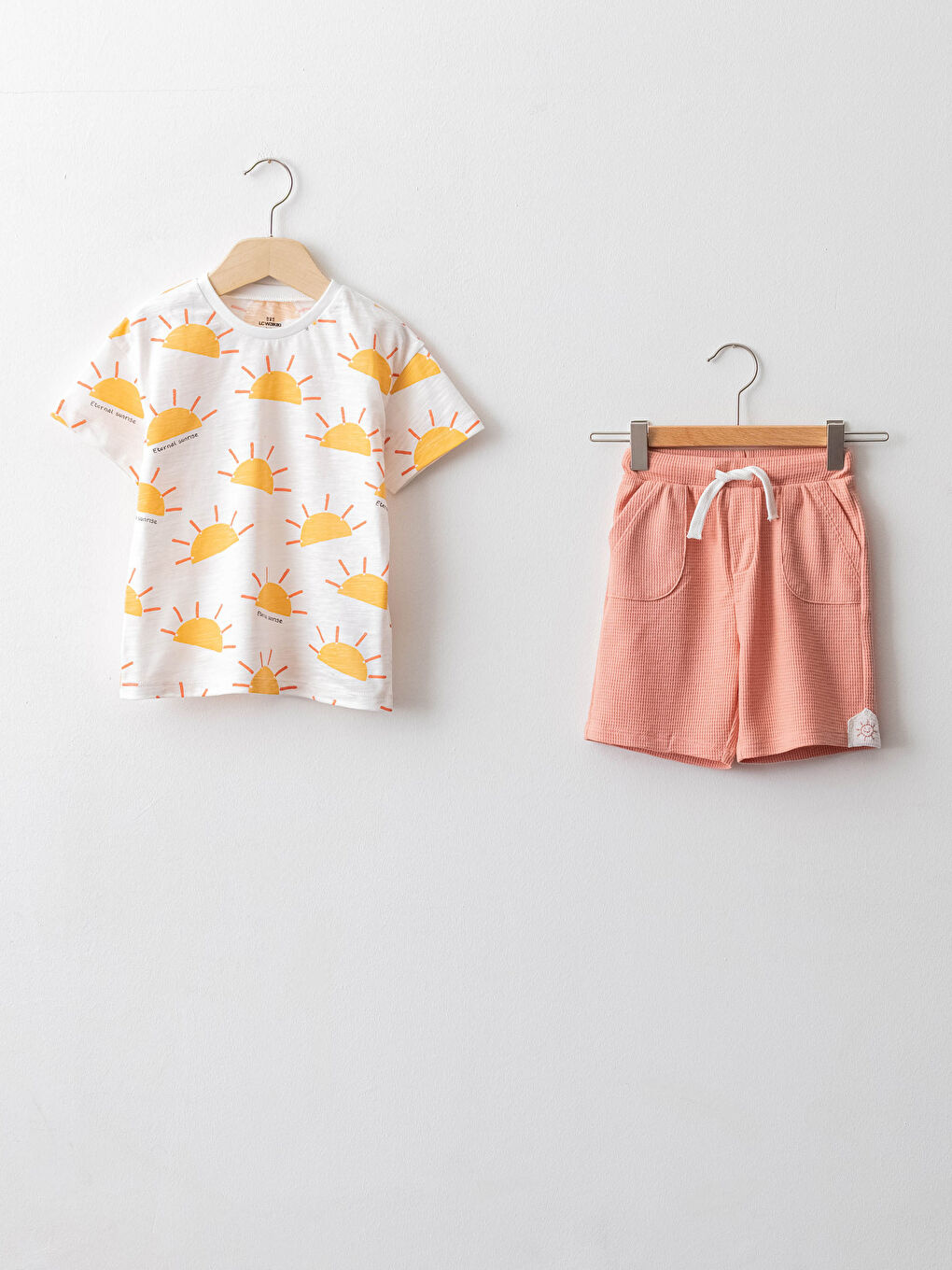 Crew Neck Short Sleeve Printed Baby Boys' T-Shirt and Shorts 2 Pack Set