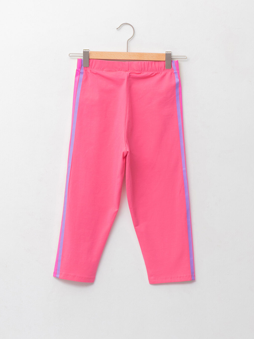 Girls' 3/4 Size Tights with Elastic Waist and Colorful Stripes on the Sides-1