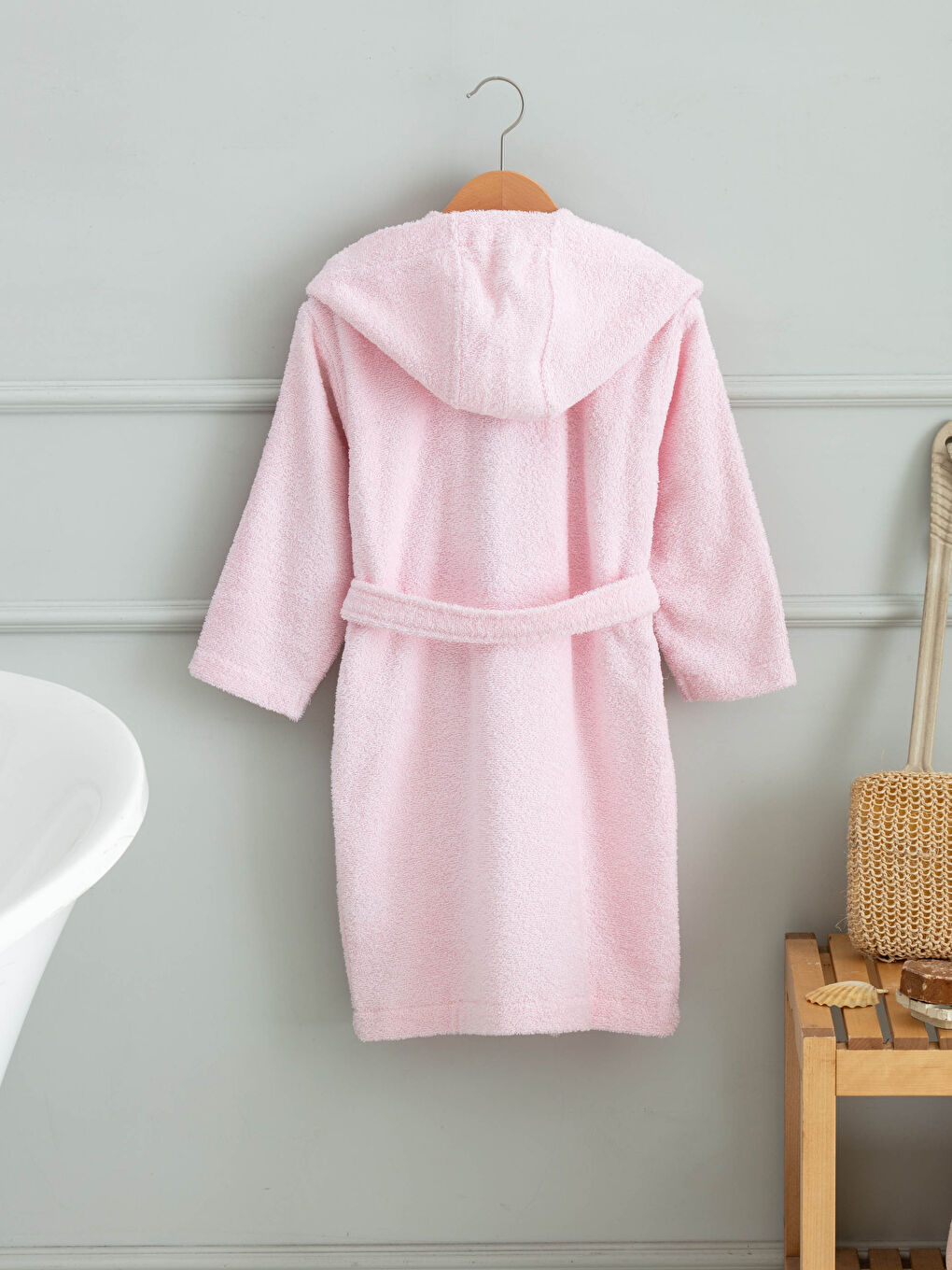 Hooded Collar Girl Bathrobe-1