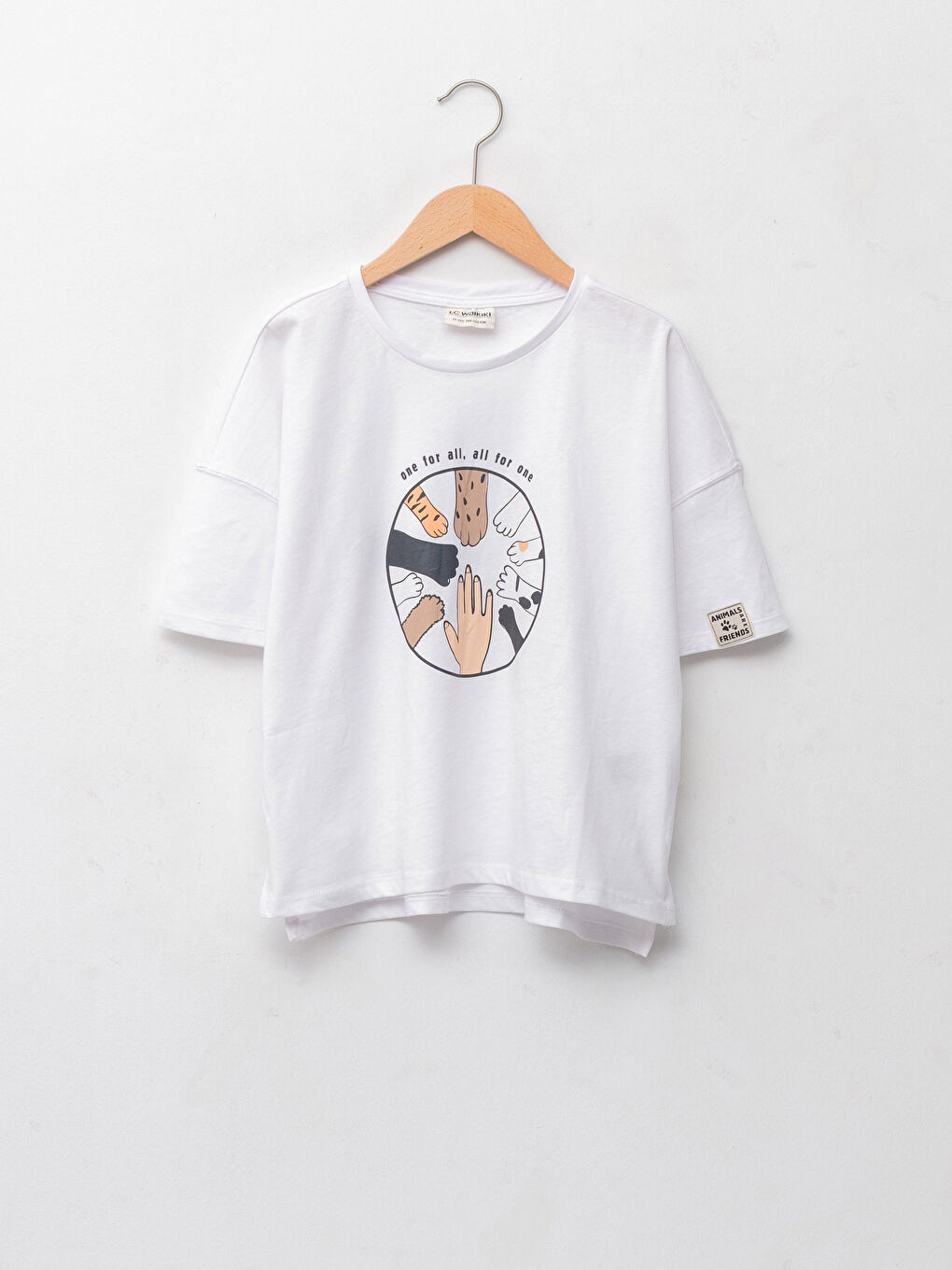 Crew Neck Printed Short Sleeve Cotton Girl T-shirt