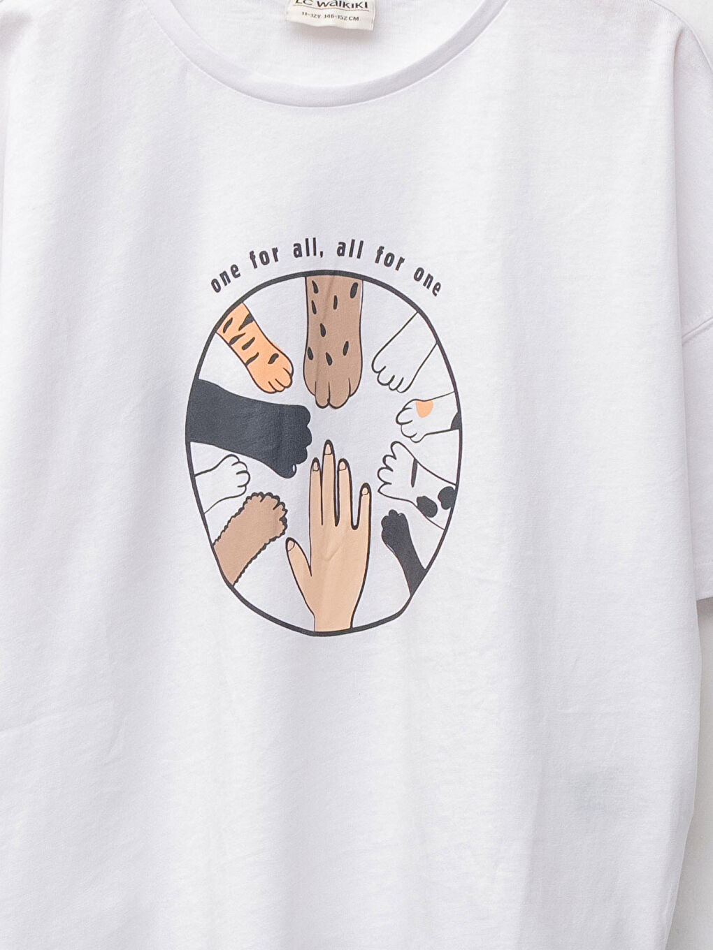 Crew Neck Printed Short Sleeve Cotton Girl T-shirt-2