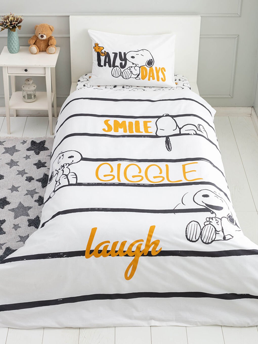 Karışık Snoopy Lisanslı Dokuma Erkek Çocuk Nevresim Takımı-2