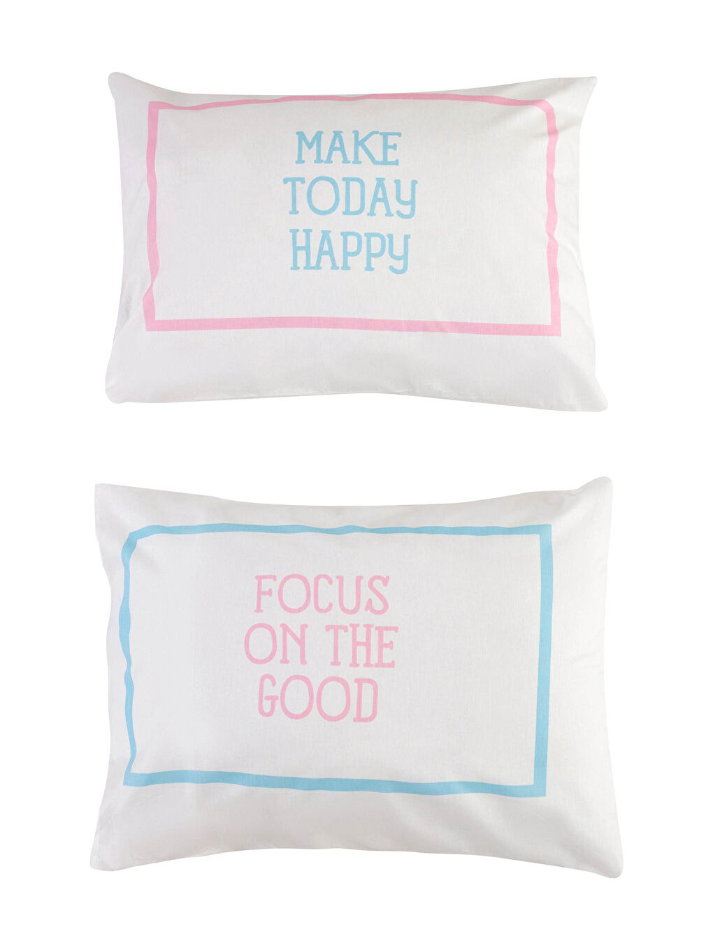 Mavi Slogan Baskılı Dokuma Yastık Kılıfı 2'li 50x70 cm-2