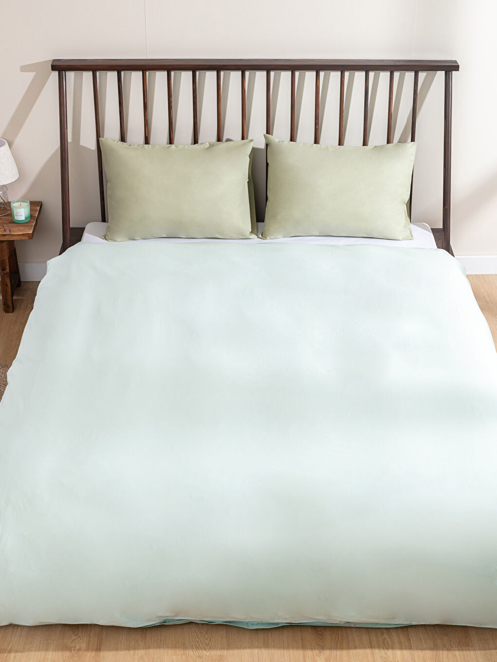 Yeşil Çift Kişilik Düz Dokuma Nevresim 200x220 cm-2