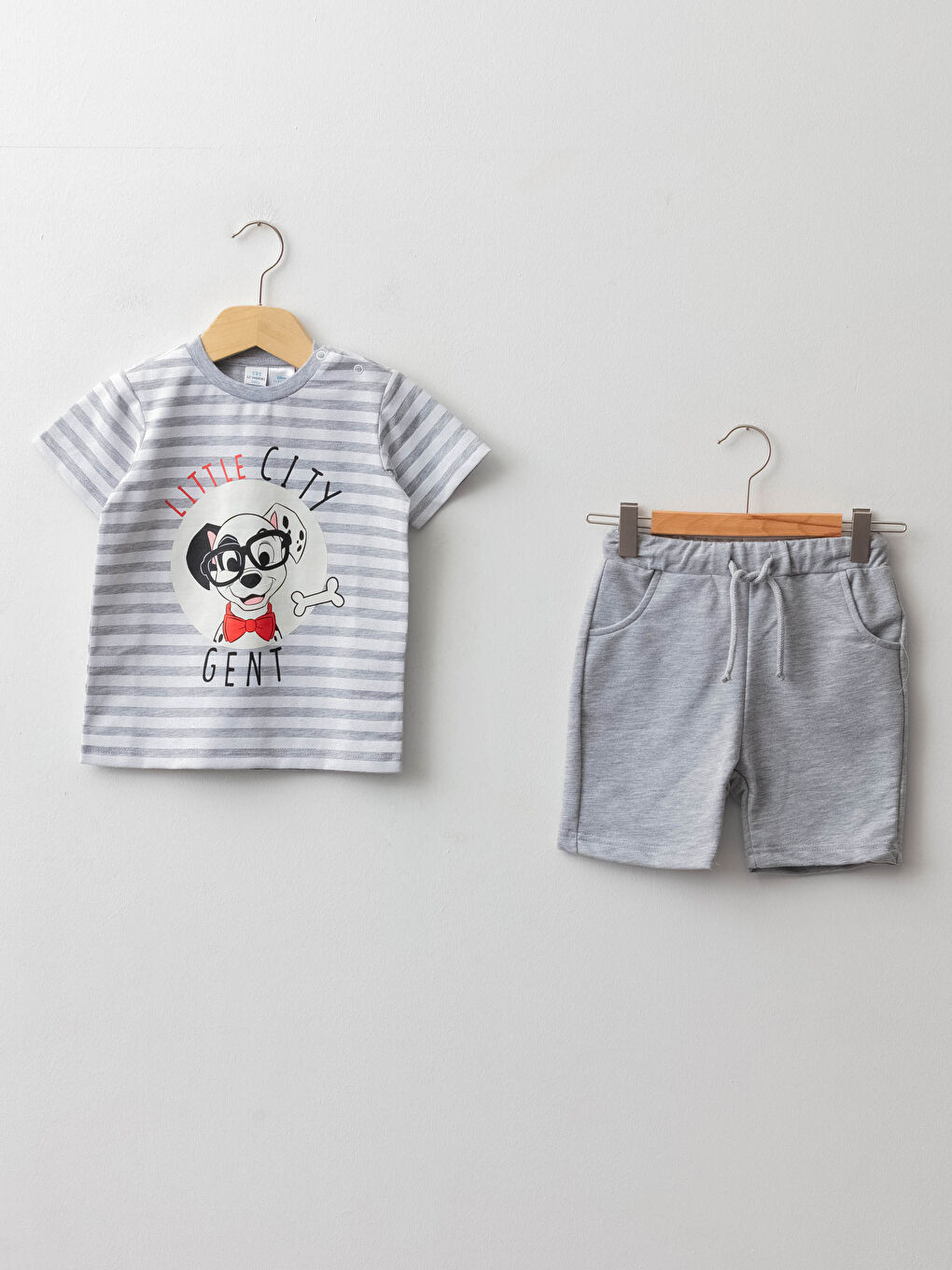 Crew Neck Short Sleeve 101 Dalmatians Printed Baby Boy T-Shirt and Shorts 2-pack