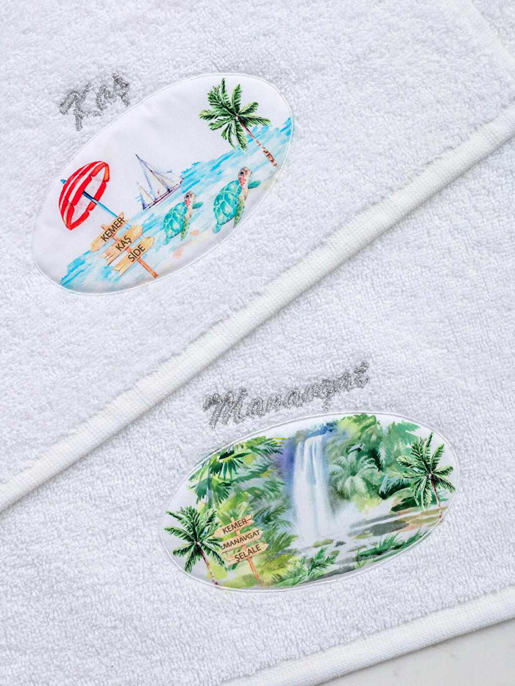 Beyaz Nakış Detaylı El Havlusu 2'li 30x50 cm-3