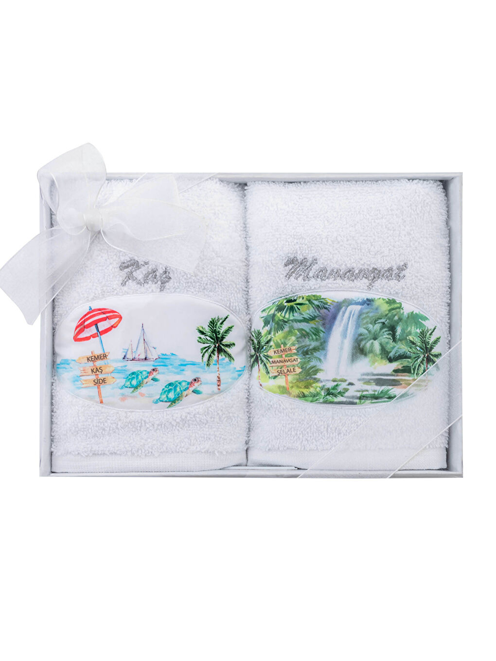 Beyaz Nakış Detaylı El Havlusu 2'li 30x50 cm-4