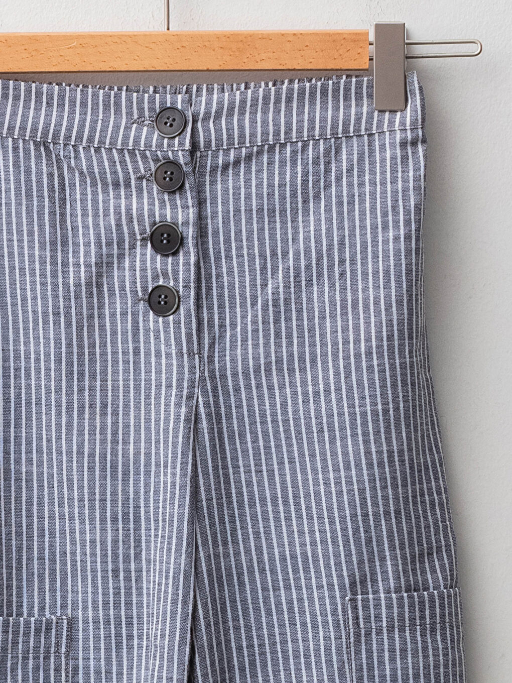 Полосатые хлопковые брюки для девочек-2