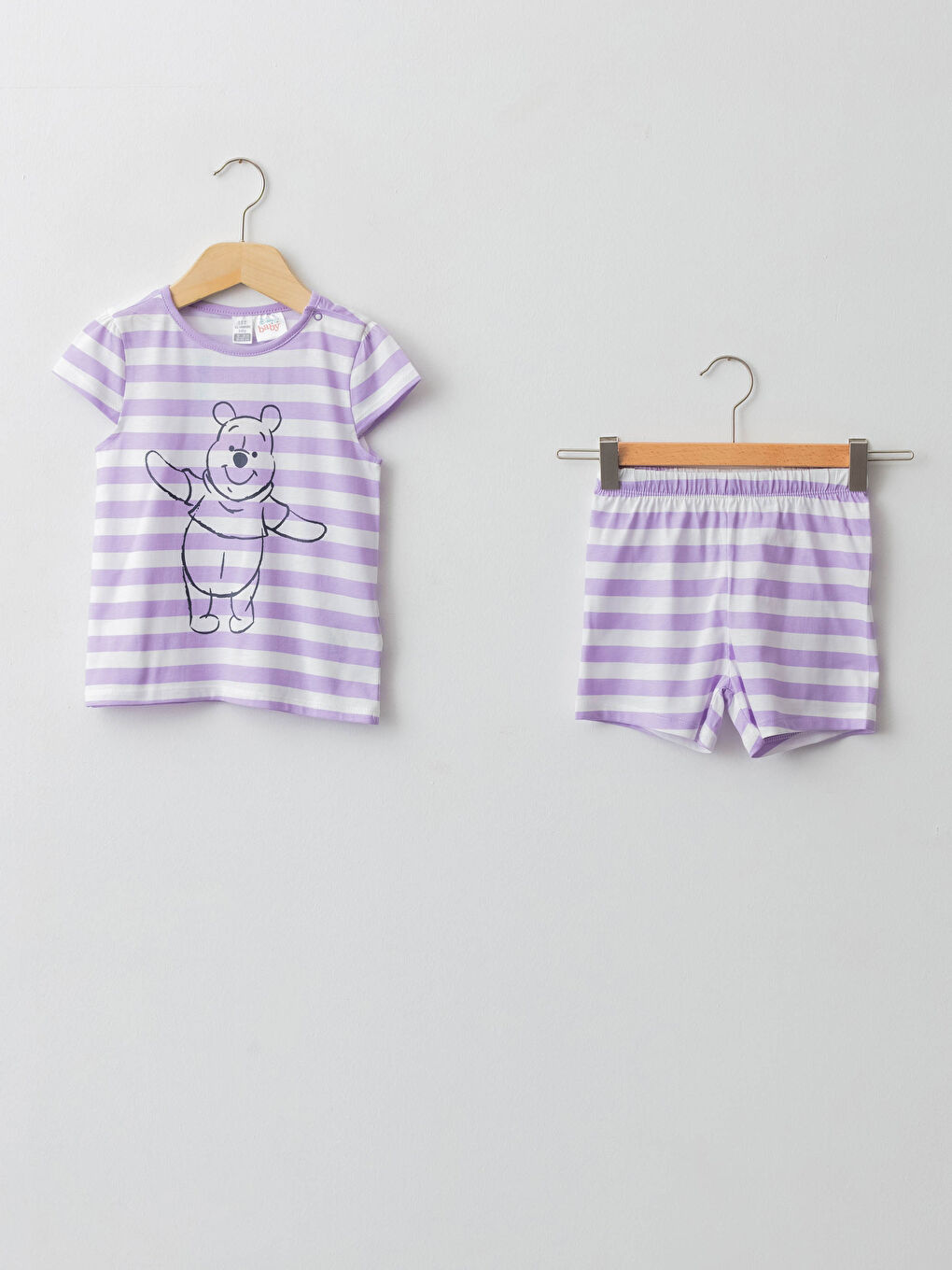 Ensemble de pyjama bébé fille imprimé Winnie l'ourson à manches courtes col rond