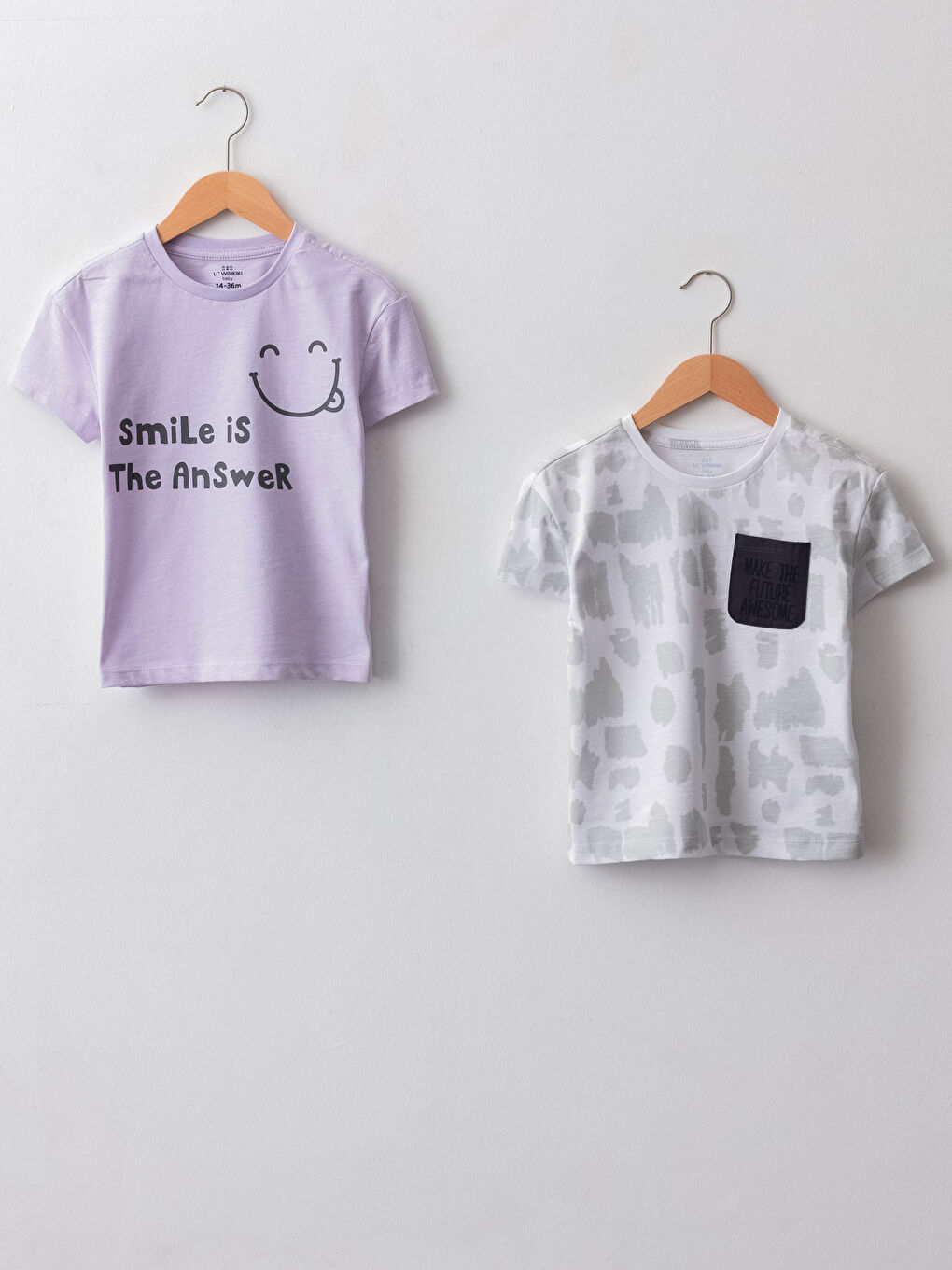 Tricou Bebeluși Băieți Guler Rotund Mânecă Scurtă Imprimat 2 Bucăți