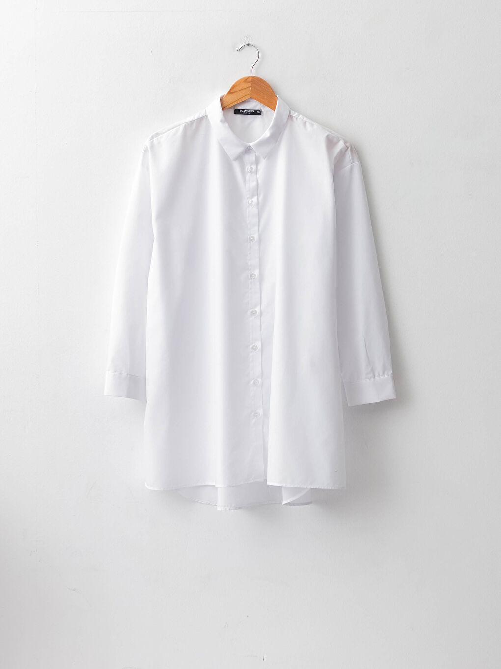 Beyaz Düz Uzun Kollu Poplin Hamile Gömlek Tunik-4
