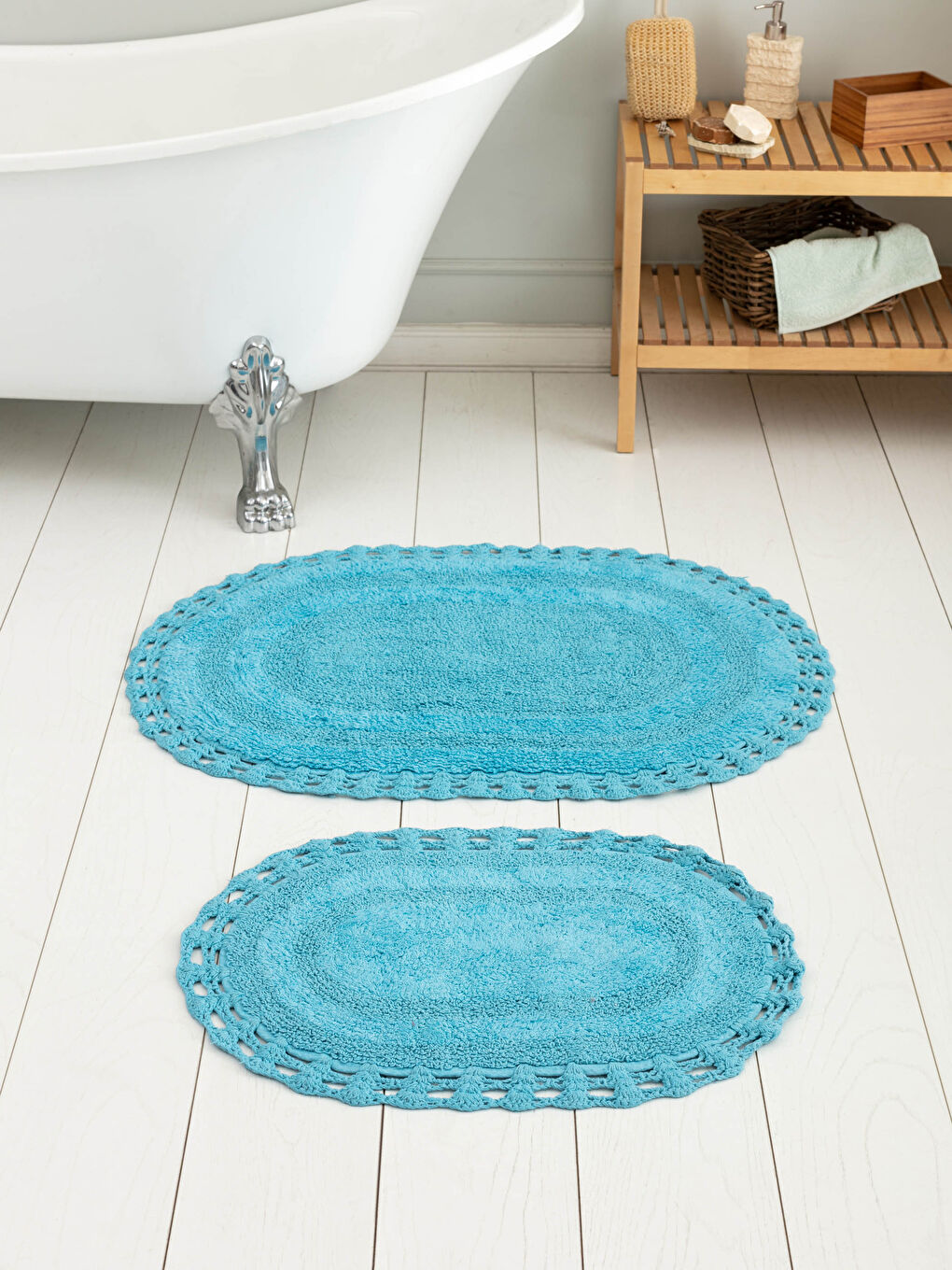 Mavi Desenli Banyo Paspası 2'li