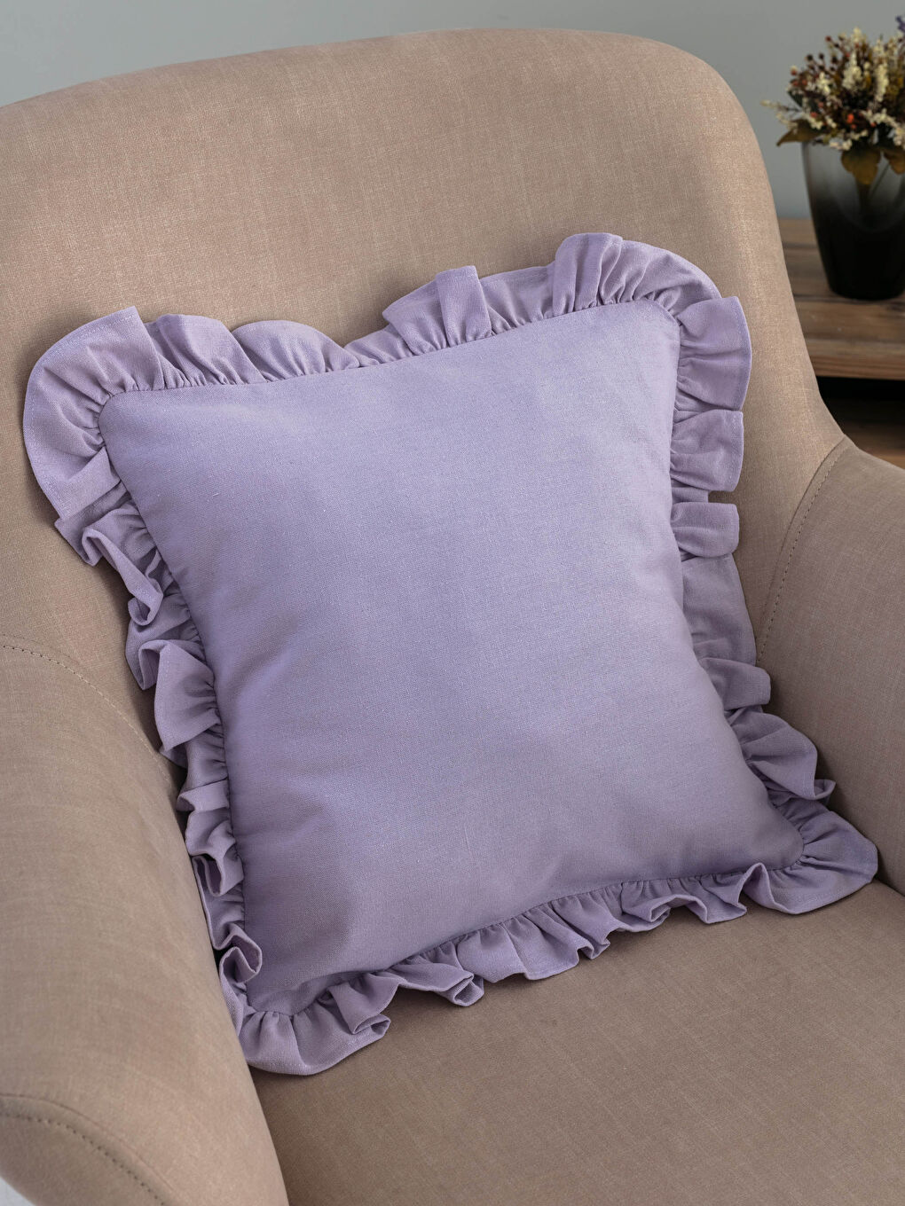 Frilly Plain Cushion Cover 45x45 Cm -S1LL87Z8-LTM