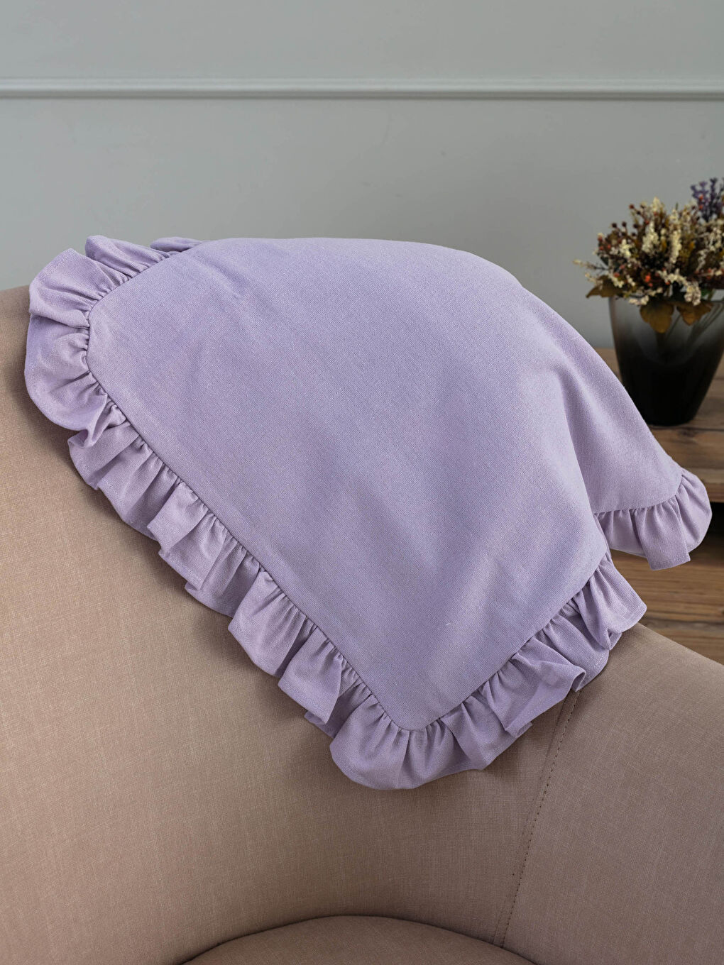 Frilly Plain Cushion Cover 45x45 Cm -S1LL87Z8-LTM