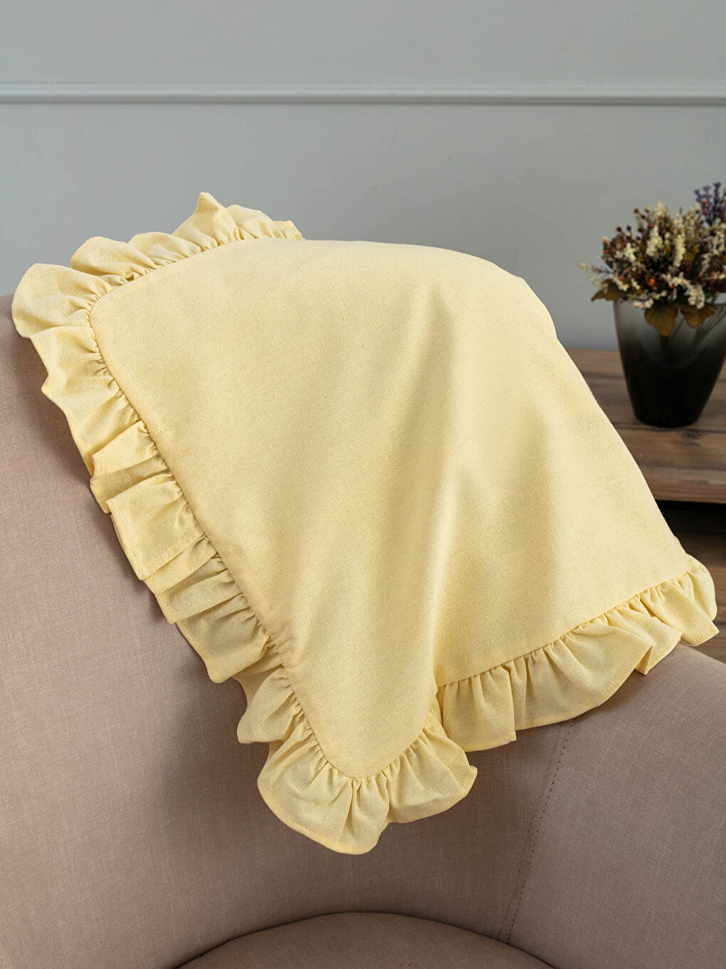 Frilly Plain Cushion Cover 45x45 Cm -S1LL87Z8-LUH