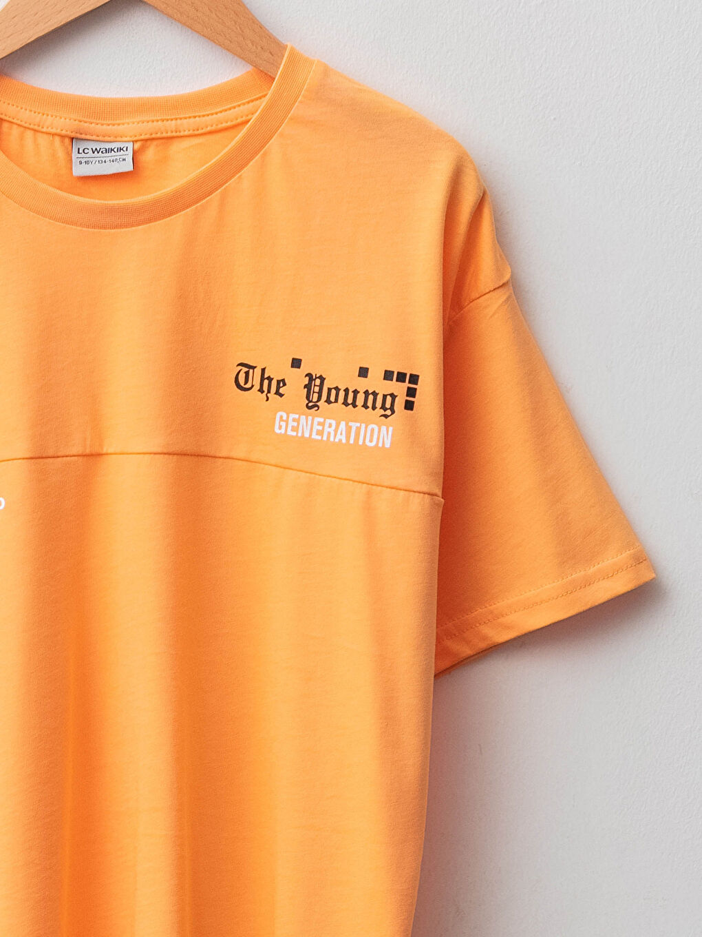 Turuncu Bisiklet Yaka Baskılı Kısa Kollu Pamuklu Erkek Çocuk Tişört-2