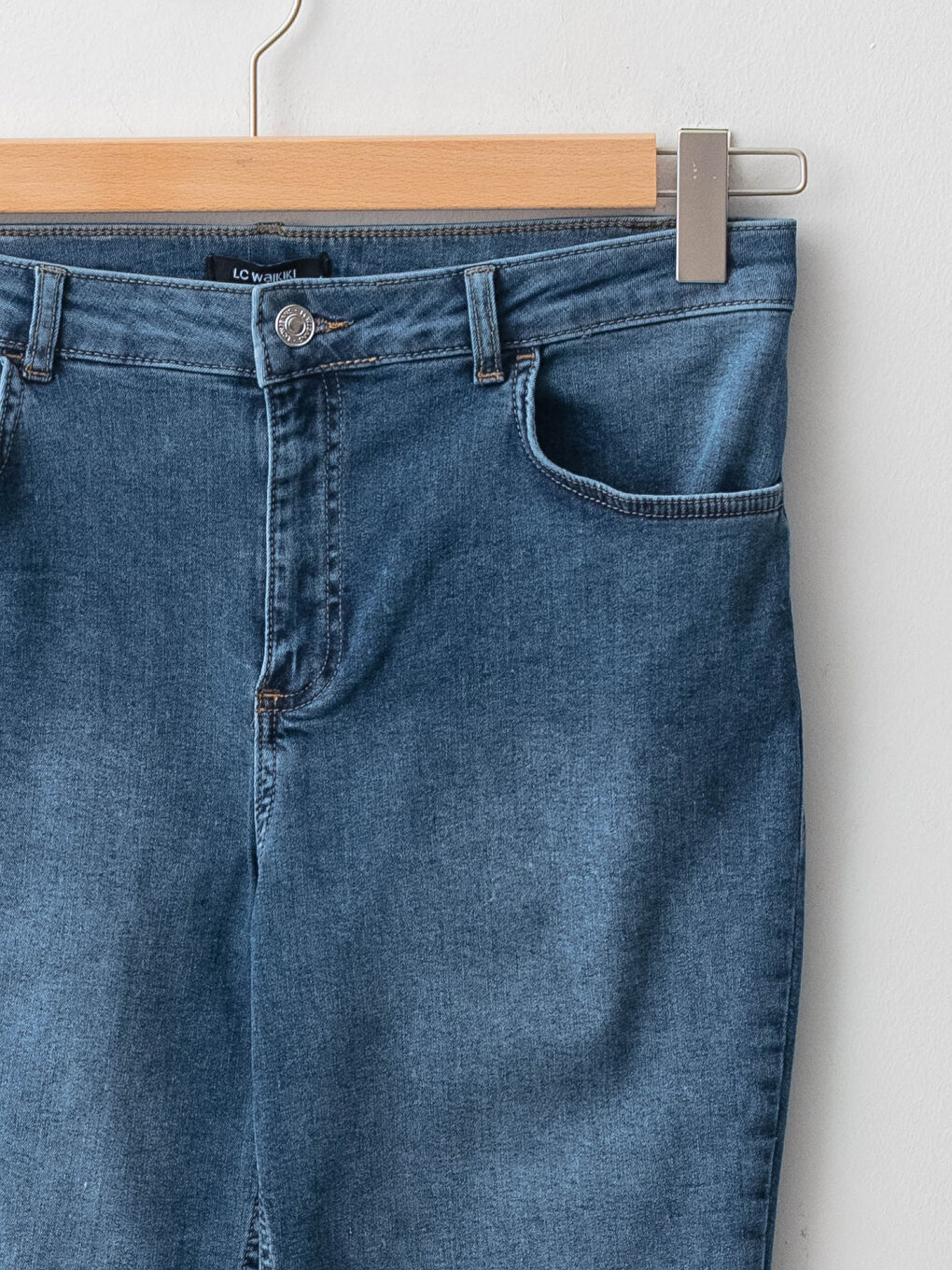 İndigo Büyük Beden Normal Bel Mercury Skinny Fit Cep Detaylı Kadın Rodeo Jean Pantolon-6