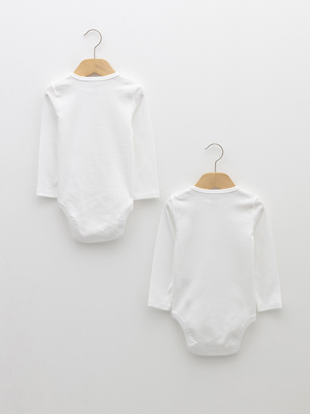 Crew Neck Long Sleeve Basic Baby Girl's Snap Snap Bodysuit 2 Pack-1
