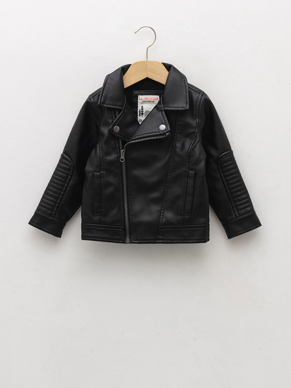 Siyah Uzun Kollu Basic Erkek Bebek Deri Görünümlü Ceket-3